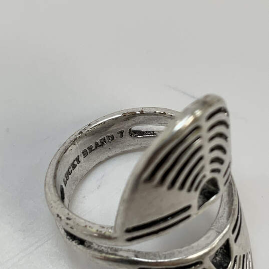 Designer Lucky Brand Silver-Tone Swirl Wide Cuff Stylish Statement Ring image number 4