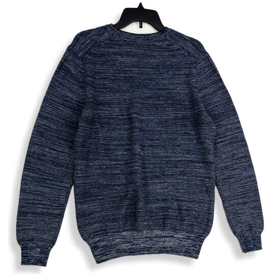 NWT Mens Blue Space Dye Knitted V-Neck Long Sleeve Pullover Sweater Size M image number 2