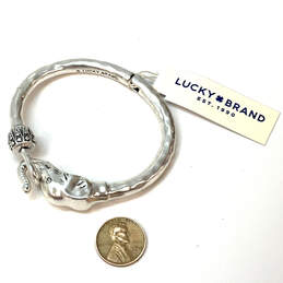 Designer Lucky Brand Silver-Tone Hinged Elephant Head Bangle Bracelet alternative image