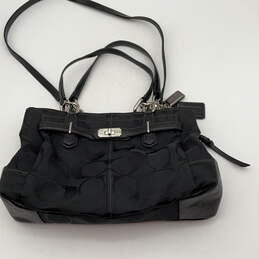 Womens Black Signature Charm 3 Compartment Large Satchel Bag Purse