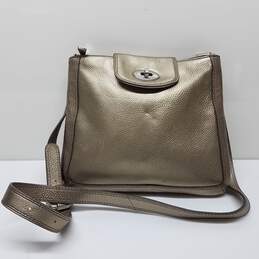 Fossil Genuine Marlow Metallic Gold Leather Crossbody Handbag Bag #ZB5560