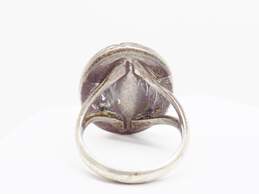 Artisan 925 Southwestern Brown Stone Oval Cabochon Stamped Split Shank Ring 8.7g alternative image