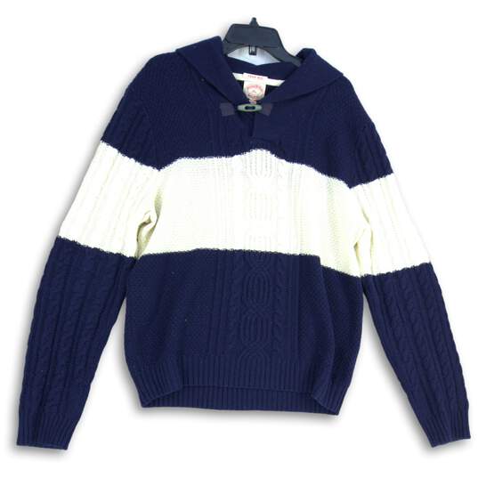 Brooks Brothers Mens Navy Blue Cream Knitted Collared Pullover Sweater Size XL image number 1