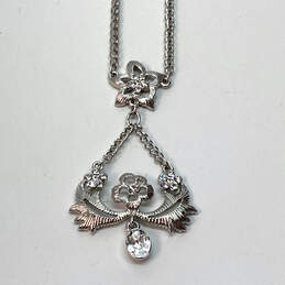 Designer Givenchy Silver-Tone Flower Pendant Lobster Linked Chain Necklace alternative image