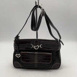 Womens Black Brown Leather Inner Pocket Adjustable Strap Crossbody Bag