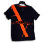 Womens Blue Orange Printed V-Neck Short Sleeve Pullover T-Shirt Size Large image number 1