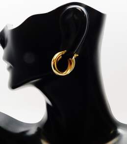14k Yellow Gold Polished & Satin Finish Twisted Hoop Earrings 3.1g alternative image