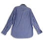 Mens White Blue Striped Long Sleeve Classic Fit Button-Up Shirt Size XXL image number 2