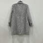 NWT Womens Gray Leopard Print Notch Lapel Double Breasted Overcoat Size XLP image number 2