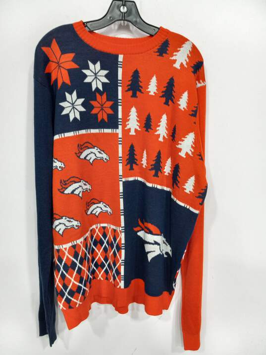 Men’s NFL Denver Broncos Busy Block Ugly Holiday Sweater Sz XXL image number 1