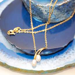 14K Yellow Gold Necklace W/ Pearl Pendant