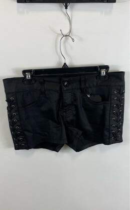 NWT Guess Womens Black Lace-Up Belt Loops Low Rise Hot Pant Shorts Size Medium