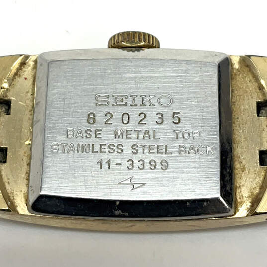 Designer Seiko 11-3399 Gold-Tone Stainless Steel Square Analog Wristwatch image number 4