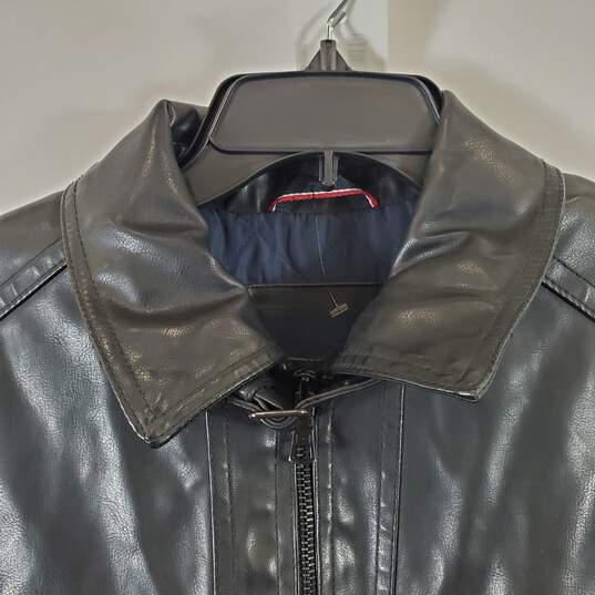 Tommy Hilfiger Men's Black Leather Jacket SZ L image number 2