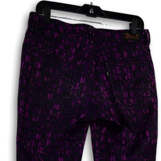Womens Purple Pockets Dark Wash Regular Fit Mid Rise Skinny Jeans Sz 29/32 image number 4