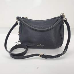Kate Spade Black Pebble Leather Expandable Crossbody Bag