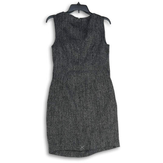 NWT Womens Black Gray Round Neck Sleeveless Back Zip Sheath Dress Size 6P image number 2