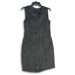 NWT Womens Black Gray Round Neck Sleeveless Back Zip Sheath Dress Size 6P alternative image