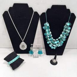 Bundle of Assorted Turquoise-Colored Artisan Jewelry