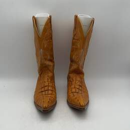 Mexican Mens Yellow Leather Alligator Mid Calf Cowboy Western Boots Size 9