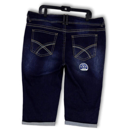 NWT Womens Blue Denim Stretch Pockets Rolled Cuff Bermuda Shorts Size 18 image number 2