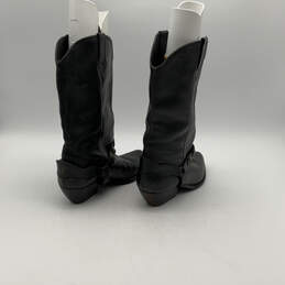 Mens Black Leather Almond Toe Mid-Calf Pull On Cowboy Western Boots Sz 10 B alternative image
