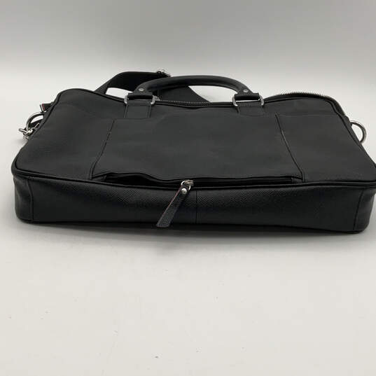 NWT Mens Black Attache Leather Detachable Strap Double Handle Briefcase image number 3