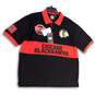 NWT Mens Black Red NHL Chicago Blackhawks Wordmark Rugby Polo Shirt Size XL image number 1