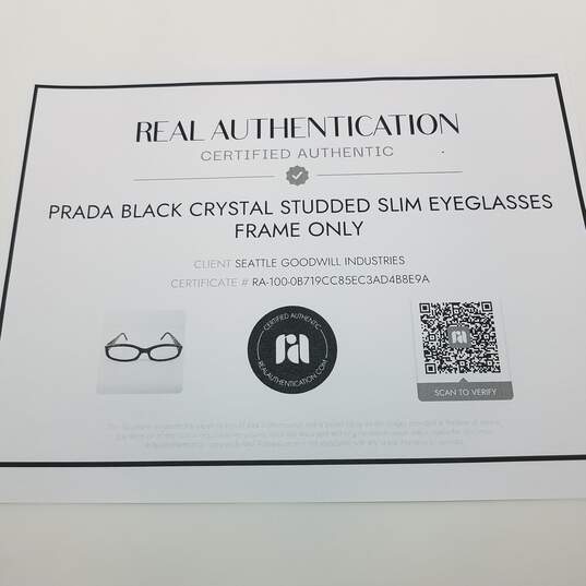 AUTHENTICATED Prada Black Crystal Studded Slim Eyeglasses FRAME ONLY image number 6