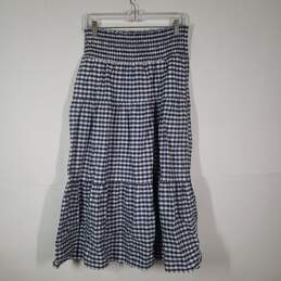 Womens Check Smocked Waist Flat Front Pull-On Midi A-Line Skirt Size Medium alternative image