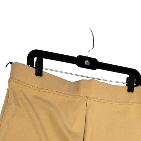 Womens Tan Elastic Waist Flat Front Wide-Leg Cropped Pants Size Large image number 4
