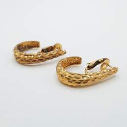 JM 14K Gold Hammered 1in Hook Earrings 7.4g