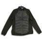 Womens Black Long Sleeve Pockets Mock Neck Full Zip Puffer Jacket Size L image number 1