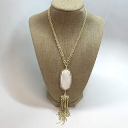 Designer Kendra Scott Gold-Tone Mother of Pearl Tassel Pendant Necklace