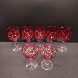 Set of 7 Pink Drinking Glasses