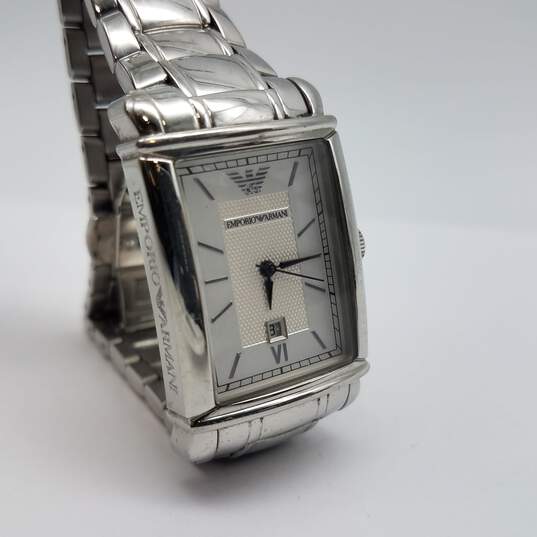 Emporio Armani AR9026L 25mm Rectangular Solid St. Steel 5ATM W.R. Date Watch 101g image number 5