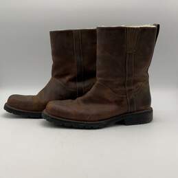 Mens Brown Leather Fur Lined Pull-On Square Toe Ankle Western Boots Size 12 alternative image