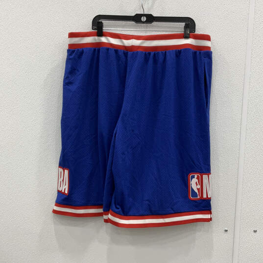 Mens Blue Elastic Waist Pockets Pull-On Basketball Athletic Shorts Size XXL image number 2
