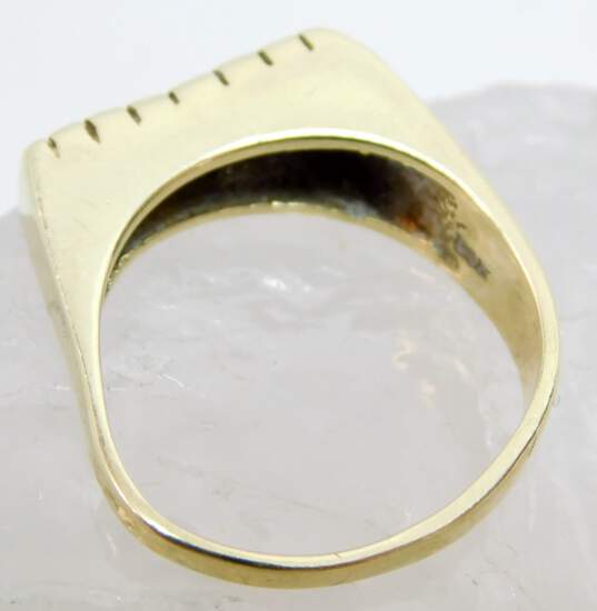 14K Gold Garnet Citrine Tourmaline Aqua & Amethyst Graduated Baguettes Unique Square Band Ring For Repair 4.9g image number 2