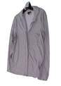 Womens Gray White Striped Long Sleeve Pocket Button Up Shirt Size M image number 2
