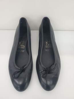 Women VTG Tic .tac. toes Black leather Flats Size-9.5