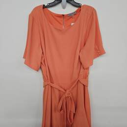Danny And Nicole Persimmon Short Sleeve Belted Shirt Dress alternative image