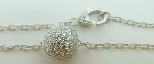 925 Judith Ripka CZ Pave Ball Pendant Necklace image number 7