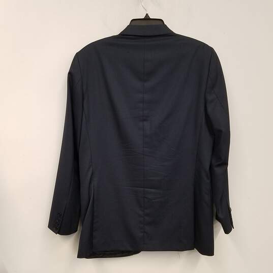 Mens Blue Pockets Long Sleeve Collared Single Breasted Blazer Jacket Sz 48 image number 2