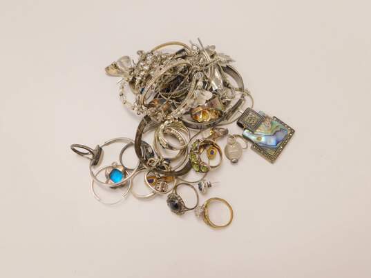 175.7 g Sterling Silver Scrap Jewelry and Stones image number 1