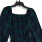 NWT Old Navy Womens Green Navy Blue Plaid Balloon Sleeve Wrap Blouse Top Sz XXL image number 4