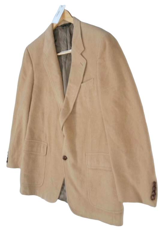 Neil Martin Mens Khaki Camel Hair Long Sleeve Notch Lapel Blazer Jacket Size 44R image number 2