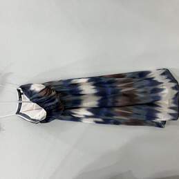 NWT Womens Organza Blue White Tie Dye Strapless Maxi Dress Size 4