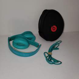 Untested Beats by Dre Solo HD Wired Over-The-Ear Headphones Light Blue Teal w/ Case P/R