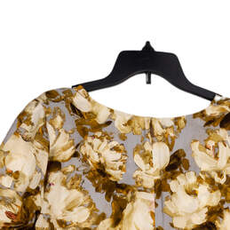 Womens Multicolor Floral V-Neck 3/4 Sleeve Back Zip Blouse Top Size L alternative image